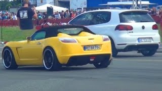 VW Golf 6 GTI VI vs OPEL GT Roadster 14 Mile Drag Race Viertelmeile Rennen Acceleration [upl. by Attenor]