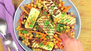 Bonduelle recept  Grillezett halloumi citrusos salátával [upl. by Nalro]