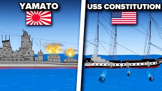 Yamato Vs USS Constitution  Battleship Animation [upl. by Kamp]