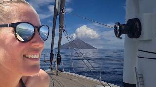 Sailing to an ACTIVE VOLCANO sailing the AMEL 50 [upl. by Dilan]