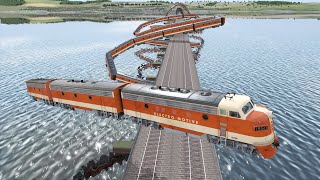 Strange Way to Cross Over River by Long Train  Great Train Driving Skill  Train Simulator [upl. by Ednutey]