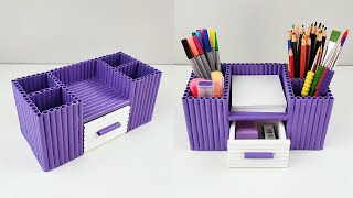 DIY Desktop Organizer Waste Paper  Recycle waste paper  Desk Organizer  Paper Crafts [upl. by Almita]