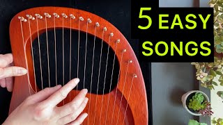 5 EASY LYRE Songs in 5 Minutes  BEGINNER Lyre Harp Tutorial [upl. by Skipp981]