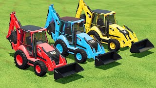 PORSCHE amp CAT LOADER amp JOHN DEERE amp McCORMICK TRACTOR TRANPORT BATTLE WITH STRAW BALES  FS22 [upl. by Deerc9]