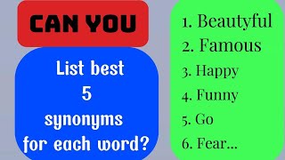 Can you write 5 and more synonyms for each word learning synonyms vocabulary in english 12Qs [upl. by Leahcimal]