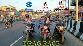 Hero hunk 150 vs Bajaj discover 150 vs Hero splendor 125  comparison  drag race  mt07sumit [upl. by Aitram]