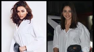 Deepika Padukone Vs Rakul Preet Singh Who Slayed The White Oversized Shirt With Waist Bag Look [upl. by Joelynn]