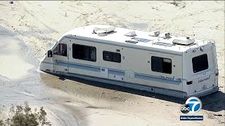 Coachella Valley inundated with mud drivers trapped in flash floods [upl. by Ennairoc]