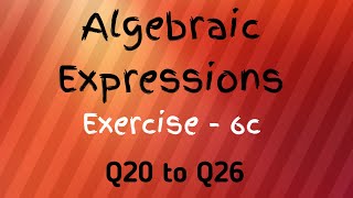 Algebraic Expressions Chapter  6 Exercise  6 c  Q 11 19  Class 7th  Maths In [upl. by Gewirtz928]