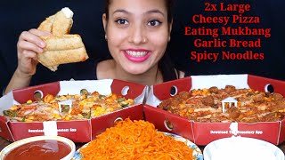 2x Cheese Burst Ovenstory Pizza Garlic Bread Spicy 🔥 Noodles  Large Pizza Eating Challenge [upl. by Ehrlich]