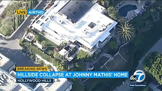 Johnny Mathis Hollywood Hills home left on edge of collapsed hillside [upl. by Sineray752]