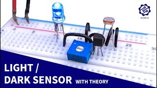 Light Sensor circuit on Breadboard  Darkness Detector  LDR amp Transistor Projects [upl. by Immak520]