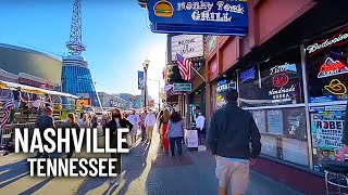 Nashville Walking Tour  Downtown Broadway amp HonkyTonk  Tennessee USA [upl. by Trow143]