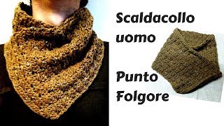 Scaldacollo da uomo Punto Folgore  uncinetto facile  Man scarf crochet [upl. by Temme]