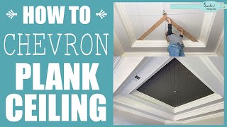 Planked Tray Ceiling DIY  Chevron Pattern [upl. by Nettirb]