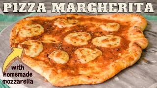 How To Make PIZZA MARGHERITA With Homemade MOZZARELLA by Sara in the kitchenپزا مارگریٹا [upl. by Cuttler876]