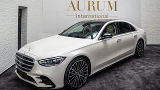 2021 Mercedes Benz S 500 Sedan designo diamond white  macchiatobeige by AURUM International 4K [upl. by Agni]