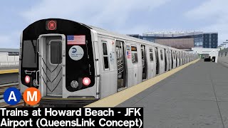 OpenBVE Virtual Railfanning A and M Trains at Howard Beach  JFK QueensLink Concept [upl. by Dobson]