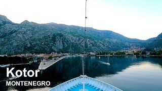 Kotor Montenegro  arrival to port with a cruise ship  city view  maritime transport [upl. by Ranzini]