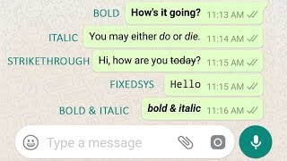 How to write italic bold strikethrough and FixedSys fonts in WhatsApp [upl. by Gabrielson]