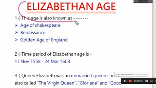 ElizabethanEra AgeOfShakespeare Top MCQ of Elizabethan age [upl. by Forrer]