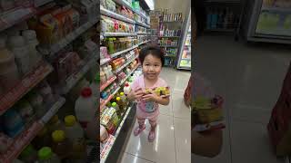 Shop Full VideoBaby Chloe went shopping for Original flavor Pudding and Strawberry Yakult062724 [upl. by Bogey299]