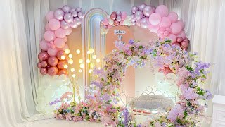 Dekorasi tasmiyah aqiqah baby girl amp turorial dekor balon [upl. by Alleynad]