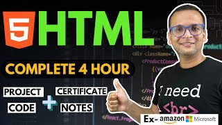 🚀 🔥 HTML Complete Course 2024 for Beginners  Projects  Notes  Github  Certification [upl. by Eitsyrk]