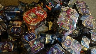 Opening 64 Pokemon tins [upl. by Sagerman]