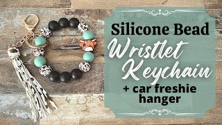 Silicone Bead Wristlet Tutorial  With Matching Car Freshie Hanger [upl. by Tenaej]