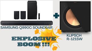 Unleash Next Level Bass Samsung Q990C Soundbar and Klipsch R121SW Expansion [upl. by Kentiga]