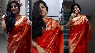 Sireesha Bhagavatula In Red Saree  Indian Idol Season 12 ShortsYtShorts [upl. by Cost]