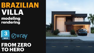 3Ds max TUTORIAL Brazilian villa modeling and rendering in 3dsmax  for Intermediate [upl. by Amliv]