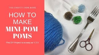 How to make Mini Pom PomsSuper EASY amp FUN  How to Make a Pom Pom with a Fork [upl. by Nyledaj]