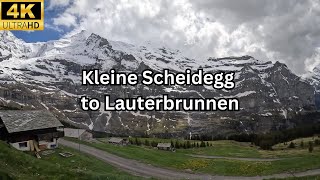 Kleine Scheidegg to Lauterbrunnen Switzerland  4K UHD Train Journey  Driver View [upl. by Nyrret980]