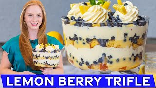 Easy Lemon Cheesecake Blueberry Trifle  with nobake instructions [upl. by Aaronson]