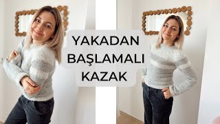 YAKADAN BAŞLAMALI KAZAK YAPIMI 🌸 ÖRGÜ KAZAK YAPIMI crochet [upl. by Lillywhite300]