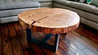 Live Edge Coffee Table How To Flatten A Live Edge Slab  Woodworking [upl. by Yddur]