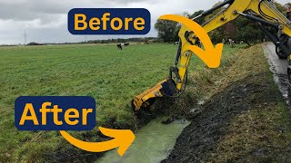 Clearing ditches with Berky and Wacker Neuson excavator [upl. by Houston]