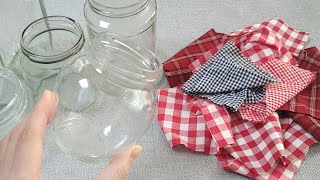 VERY Beautiful Christmas decoration idea with glass bottle and fabric  Genius recycle crafts  DIY [upl. by Ardme]