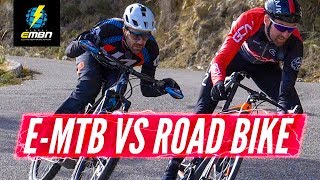 E Bike Vs Road Bike Which Is Faster Down The Col De La Madone  Nico Vouilloz Vs GCNs Dan Lloyd [upl. by Ansilme879]