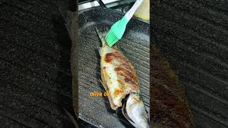 Easy grilled sea bass with minty garlic spicy sauce Delicious healthy dinner [upl. by Ielhsa]