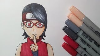 Drawing Sarada Uchiha  Boruto Naruto The Movie [upl. by Aihsi]