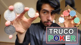 Truco con 4 monedas o fichas de POKER [upl. by Fox]