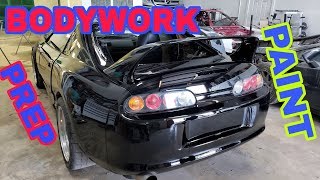 Hurricane damage Supra MKIV repair bodywork prep paint part 4 [upl. by Ariella]