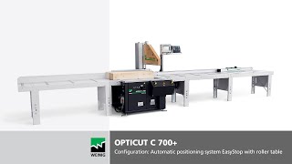 Undertable crosscut saw OptiCut C700  Configuration Positioning system EasyStop with rollertable [upl. by Nemzzaj]