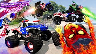 Monster Jam INSANE Racing Freestyle and High Speed Jumps 47  BeamNG Drive  Grave Digger [upl. by Wenda]