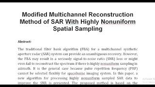 Modified Multichannel Reconstruction Method of SAR With Highly Nonuniform Spatial Sampling [upl. by Arabella]