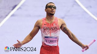 Canada wins men’s 4x100m relay behind de Grasse Team USA disqualifies  Paris Olympics  NBC Sports [upl. by Ibrik]