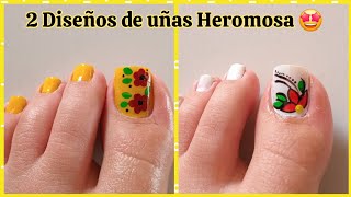 Toenail Art 🎨 2 Diseños de Uñas Faciles 🤩 Uñas Decoradas Paso a Paso  Nail Art Desgins [upl. by Woodhouse366]